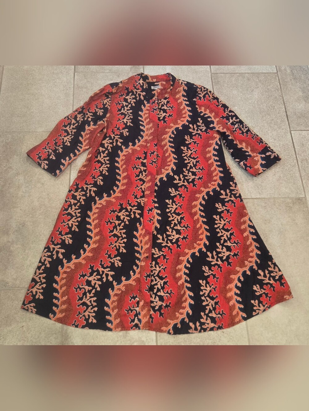 Zuri Just One Dress L Large Life Aquatic Coral Navy Cotton African Kitenge Print